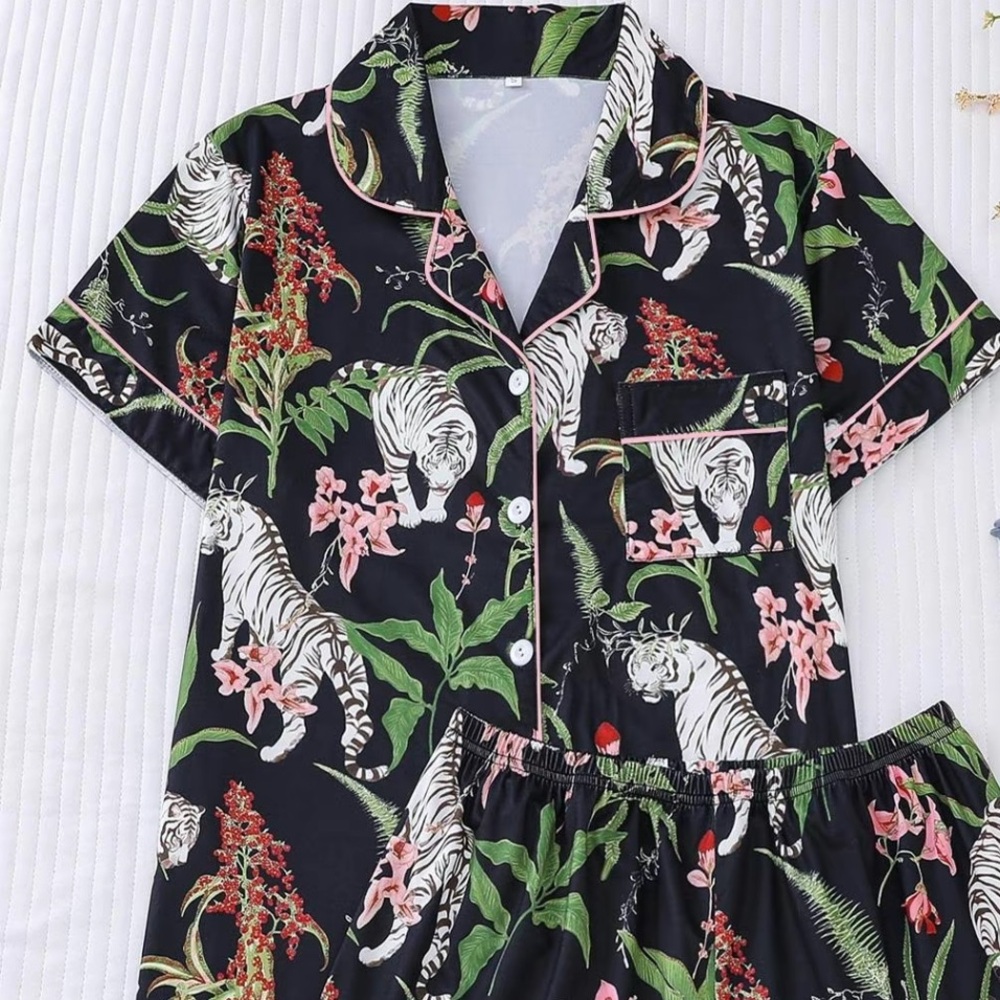 Black and White Jungle Print Pajama Set